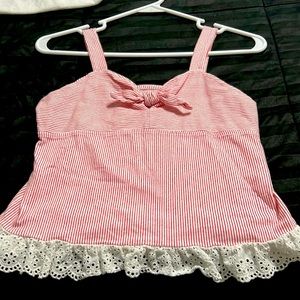 Justice red and white stripe tank top size 12.  Not cropped right at waist line